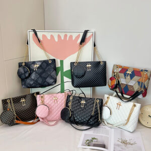 Wholesale Large capacity diaper bag shoulder bag with printed diamond pattern, two-piece set