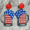 Wholesale Wooden Earrings American Independence Day Elf Statue Of Liberty Festive Atmosphere July 4th Original Design Geometric Pattern