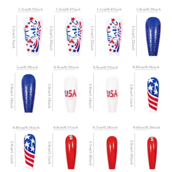 Wholesale Flag Design Wearable Nail Stickers Medium Size Nail Art Stickers Retro French Cartoon Heart-shaped Floral