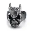 oly-d3743bca4b441afdde2e4bcfed935290 Wholesale Men's Vintage Titanium Steel Skull Ring With Black Rubber Inlay Streetwear Accessory