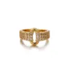 Wholesale Open Ring Copper Plated 18K Gold Zircon Geometric Unisex Ring Suitable For Men And Women