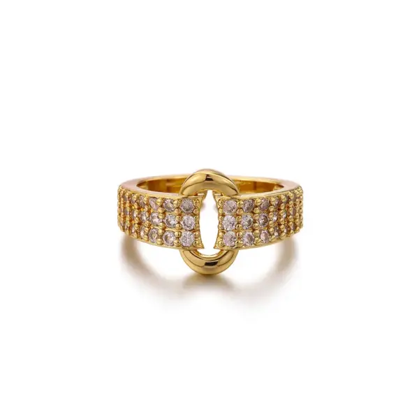 Wholesale Open Ring Copper Plated 18K Gold Zircon Geometric Unisex Ring Suitable For Men And Women