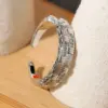 Wholesale Round Dots Waterproof Non Tarnish Rings For Women, 304 Stainless Steel With 18K Real Gold PVD Coated And Zircon Inlay