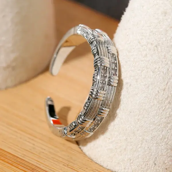Wholesale Round Dots Waterproof Non Tarnish Rings For Women, 304 Stainless Steel With 18K Real Gold PVD Coated And Zircon Inlay