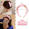 Wholesale Valentine's Day Headband Pink Love Hairpin Fabric Wide-Brimmed Headband Women's Grabber Shark Clip