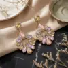 Wholesale Handmade Water Droplets Stud Earrings For Women In Multicolor Zinc Alloy With Rhinestones And 0.03µm-0.05µm Coating Thickness