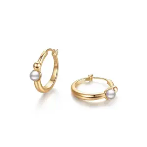 Pearl Earrings [ Gold ] 925 Silver Needle