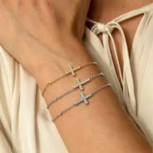 Wholesale Three-dimensional Geometric Bracelets For Women With 304 Stainless Steel Pendant And Glass Inlay Featuring O Chain