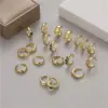 Wholesale Unisex U Shape Open Ring In Copper With Zircon Inlay, Waterproof Non Tarnish Electroplated Gold Plating