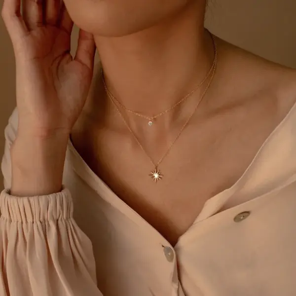 Wholesale 201 Stainless Steel 304 Stainless Steel Glass Gold Plated Casual Sweet Shiny Plating Inlay Star Zircon Layered Necklaces