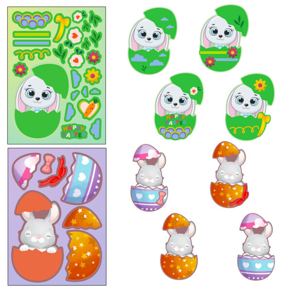 oly-d3b5fbbc48af3236cb8740415c37d3ef Wholesale Big Sale 6 Sheets/Pack Easter Day Cartoon Rabbit Egg Stickers Easterday Egg Rabbit Kidsren's DIY Puzzle