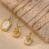 Wholesale 201 Stainless Steel 304 Stainless Steel Plastic Tulip Ion Plating (IP) Acrylic 18K Gold Plated Elegant Waterproof Non Tarnish Inlay Multicolor-Golden Yellow Pendant Necklace