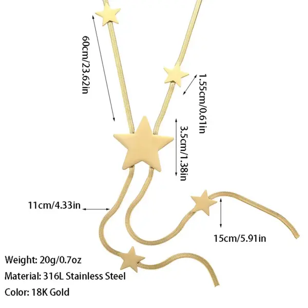 Wholesale Bohemian Style Long Tassel Necklace Stainless Steel Fashion Blade Chain Non-Fading Titanium Jewelry Accessories 18K Gold Plated Y-Shaped