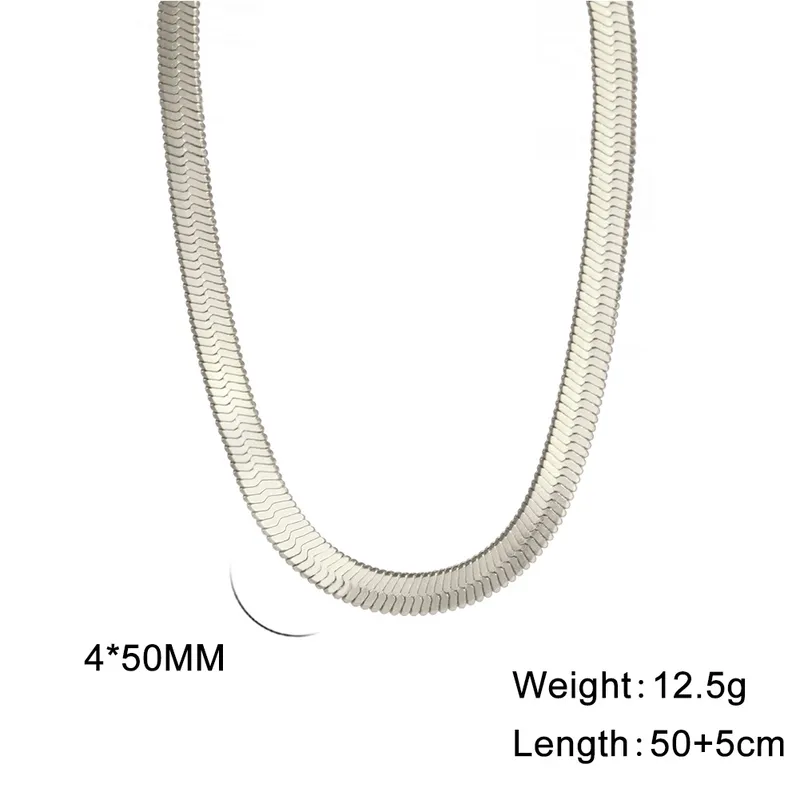 Wholesale Ion Plating (IP) 18K Gold Plated Chain Necklace 304 Stainless Steel IG Style Original Design Basic Waterproof Non Tarnish 304 Stainless Steel Lobster Trigger Clasp Closure Layered Necklaces Sweater Chain Long Necklace - Silver, 4mm Wide, 50 5cm Long