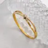 oly-d3d0c4a05f86f73496adfd4c0d8076d7 Wholesale Fashionable Round Openable Bracelet 304 Stainless Steel Plated With Water Diamonds Women's Casual Holiday Modern Style Jewelry