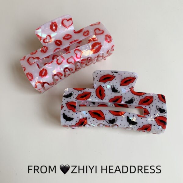 Wholesale Love Cupid Rose Shark Clip Valentine's Day Large Rectangular Hairpin Grab Hairpin