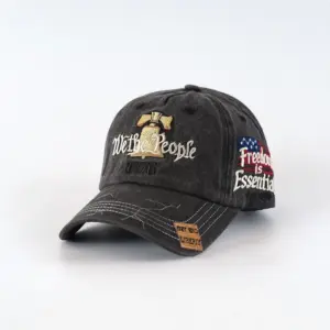 Wholesale American Flag Ethnic Style Baseball Cap With Curved Brim In Dark Grey, Featuring Polyester Material And Embroidery Craftsmanship