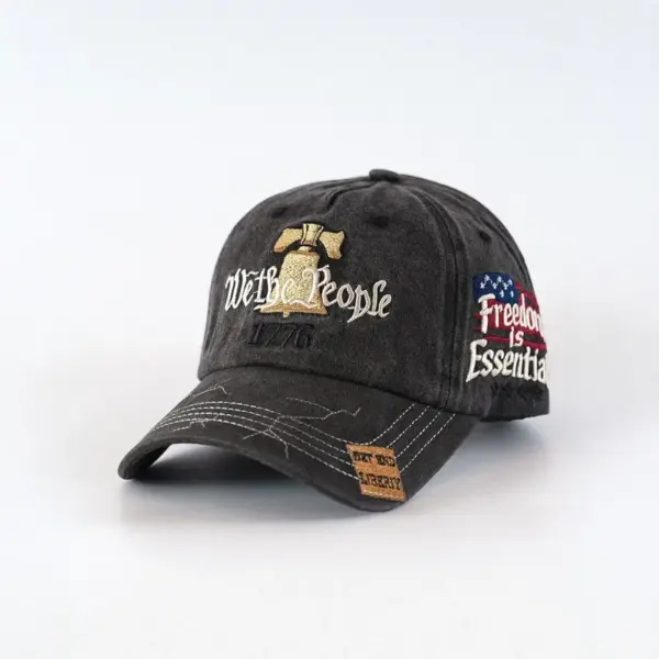 Wholesale American Flag Ethnic Style Baseball Cap With Curved Brim In Dark Grey, Featuring Polyester Material And Embroidery Craftsmanship