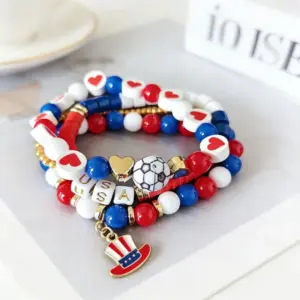 Wholesale Heart Shape Bracelets For Women Made Of Soft Clay With Elastic String, Perfect For Independence Day
