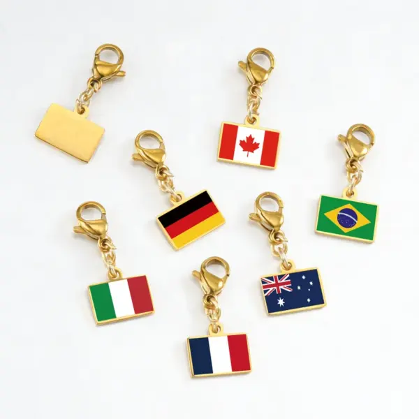 oly-d404b35734456f361282eb3e206b560f Wholesale National Flag Italian Charms 304 Stainless Steel Pendant With 18K Real Gold PVD Coated Plating 0.03µm Thickness, 1 Piece
