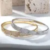 Wholesale Sparkly Waterproof Non Tarnish Bangle For Women In Copper With Real Gold Plated UV Plating And Zircon Inlay