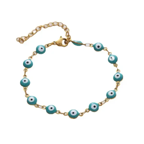 Wholesale 304 Stainless Steel Devil's Eye Simple Style Enamel Bracelets