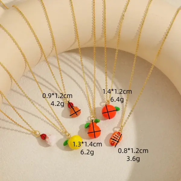 Wholesale New Fashion Sweet Cute Retro Fruit Cake Shape Exquisite Vacation Style Simple Copper Pendant Necklace Collarbone Chain For Women