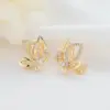 Wholesale Three-dimensional Butterfly Stud Earrings For Women With Copper And Zircon Inlay, Featuring 925 Sterling Silver Posts