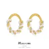 Wholesale Oval Copper Stud Earrings With Seed Bead Inlay, Featuring 925 Sterling Silver Posts For Women In Simple Style