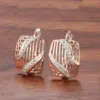 Wholesale New Geometric Hollow Out Women's Rose Gold Zircon Earrings Fashionable Ear Jewelry Chic Style Copper Material Electroplated