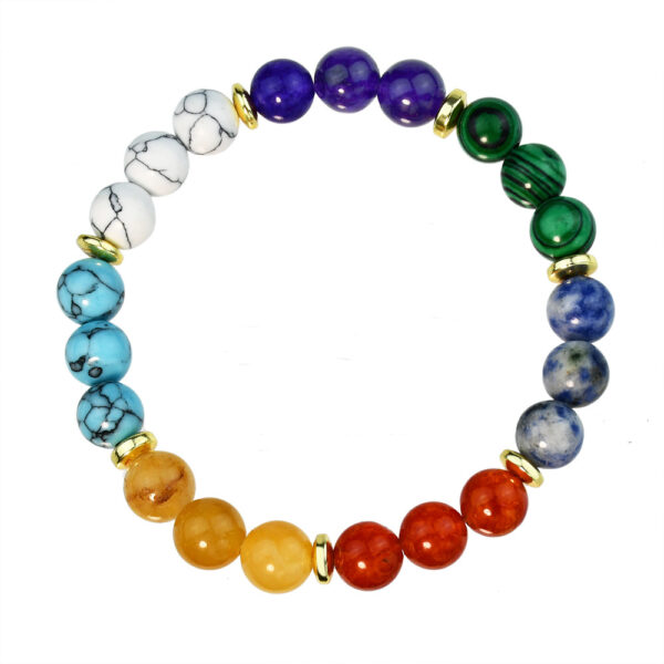 Wholesale Selling Colorful Agate Bracelet for Men and Women 7Chakra Yoga Balance Bohemian Bracelet