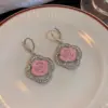 Wholesale Rose Earrings For Women In Natural Pink, New Style Alloy With Electroplated Gold Plating Process