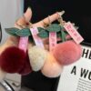 Wholesale imitation rex rabbit fur cherry car key chain pendant ins plush ball bag pendant gift