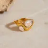 Wholesale 304 Stainless Steel Geometric Snake PVD Coated Real Gold Plated Casual Modern Style Commute Waterproof Non Tarnish Open Rings Rings