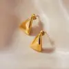 Wholesale 304 Stainless Steel Triangle PVD Coated 18K Real Gold Plated Real Gold Plated 18K Gold Elegant Simple Style Waterproof Non Tarnish Ear Studs