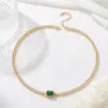 Wholesale Gemstone Necklace For Women With Electroplated Copper Pendant And Cuban Link Chain Curb Chain