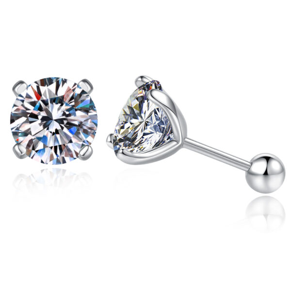Wholesale Silver stud earrings, four-prong, one-carat moissanite stud earrings