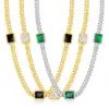 Wholesale Geometric Cuban Chain Link Necklace For Women In Copper With 14K Real Gold Electroplated Finish And Zircon Inlay
