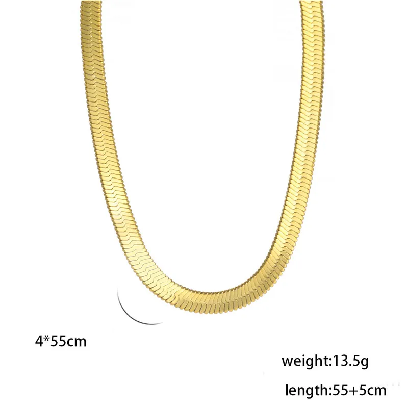 Wholesale Ion Plating (IP) 18K Gold Plated Chain Necklace 304 Stainless Steel IG Style Original Design Basic Waterproof Non Tarnish 304 Stainless Steel Lobster Trigger Clasp Closure Layered Necklaces Sweater Chain Long Necklace - Gold, 4mm Wide, 55 5cm Long