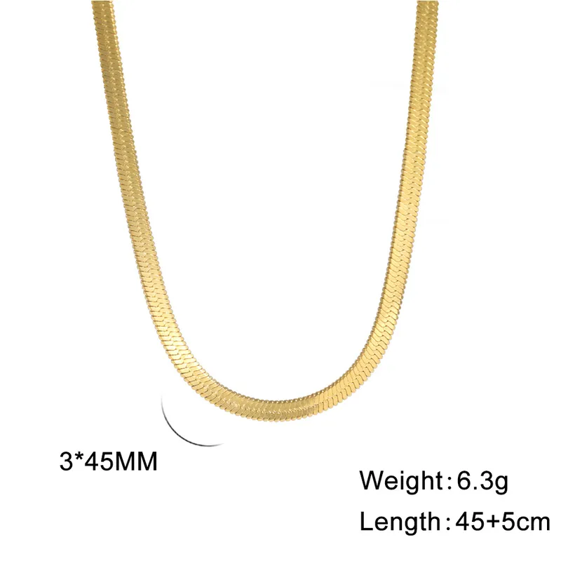 Wholesale Ion Plating (IP) 18K Gold Plated Chain Necklace 304 Stainless Steel IG Style Original Design Basic Waterproof Non Tarnish 304 Stainless Steel Lobster Trigger Clasp Closure Layered Necklaces Sweater Chain Long Necklace - Gold, 3mm wide, 45 5cm Long