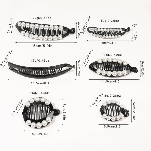 Wholesale -style Pearl Diamond Hairpin Broken Hair Black Paddle Clip Simple Elegant Banana Clip Hair Comb Women's Hair Accessories