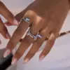 Wholesale Ladies Adjustable Open Ring Minimalist Style 18K Gold Stainless Steel Geometric Cat And Dog Design With Diamond Lines Sausage Dog