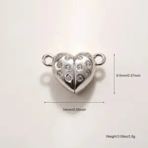 A987 Platinum Zircon Magnetic Detachable Double Heart Pendant