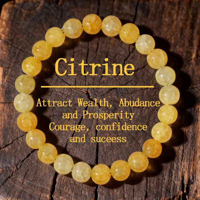 Wholesale Natural Stone Crystal Yellow Quartz Personalized Trend Bead String Unique Small Audience Rock Bracelet Crystal Bracelet