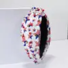 Wholesale Pearl Rhinestone Bow Hairband Striped Independence Day Stars American Hair Accessories Flag Hairband