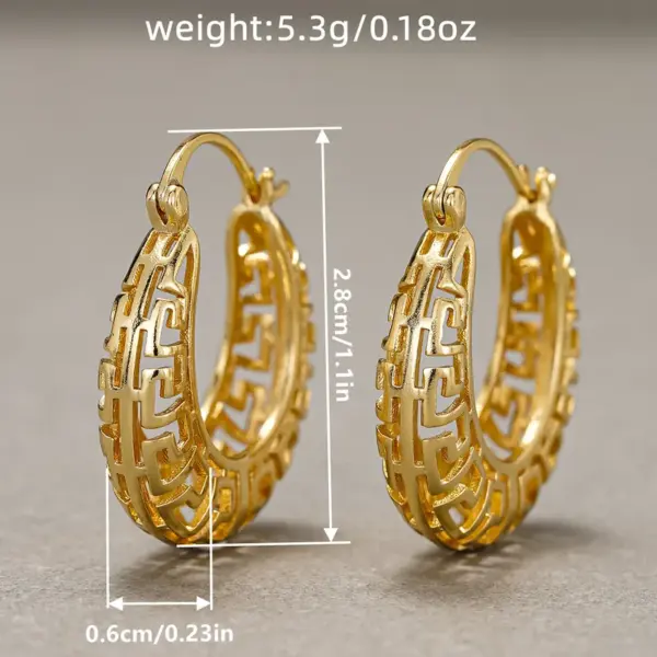 Wholesale Three-dimensional Geometric Earrings For Women In Copper With KC Golden Water Plating And 0.03µm Thickness