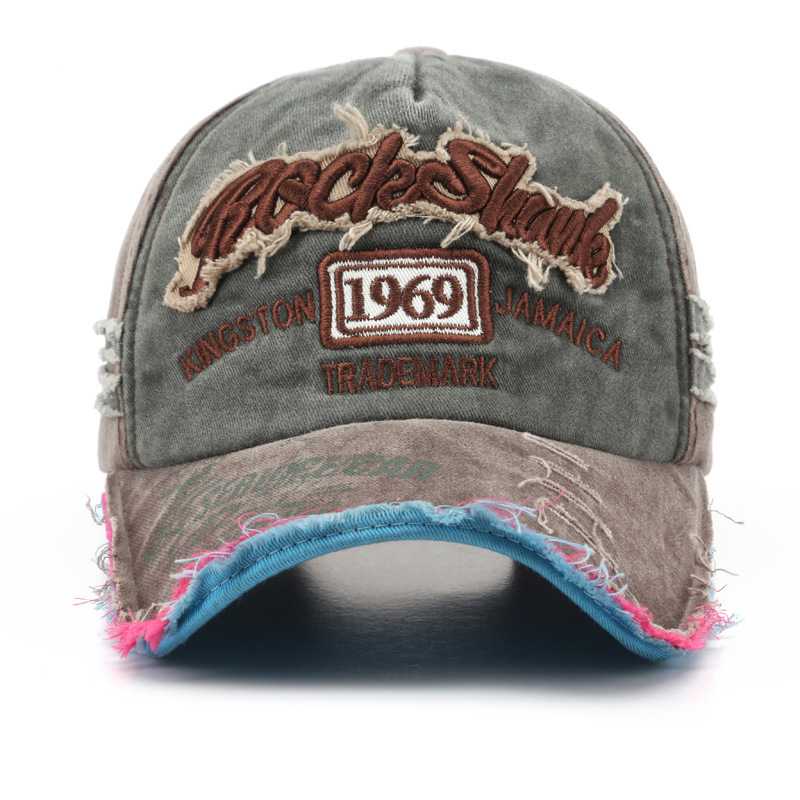 Wholesale 1969 Vintage Washed Old Letter Embroidered Hole Cap Trendy Men's Personalized Female Sunshade Baseball Cap
