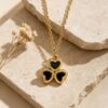 Wholesale Titanium steel four-leaf clover necklace, titanium steel colorfast clavicle chain