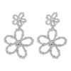 Wholesale E12859 metal-style geometric diamond earrings fresh and sweet hollow flowers light luxury exquisite earrings for women