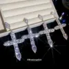 Wholesale Gold Cross Drop Earrings For Women Featuring Copper Material And 304 Stainless Steel Ear Pins With Zircon Inlay